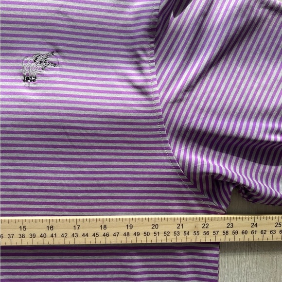 FootJoy FJ Men's SZ L Golf Polo Shirt Collared Purple Grey Stripe 1912 Logo - Picture 6 of 8
